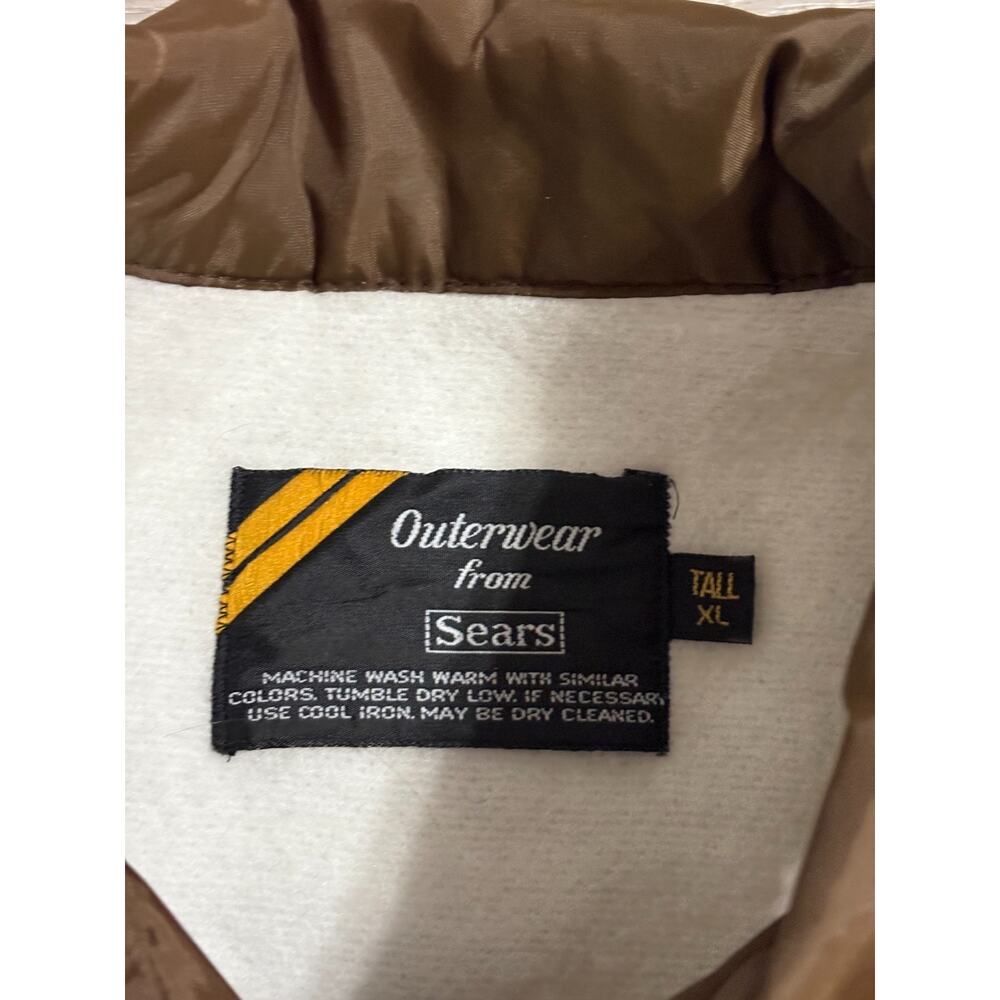 Vintage 80s Sears Outerwear Brown Lined Windbreaker Collared Jacket Mens XL Tall - Picture 3 of 6